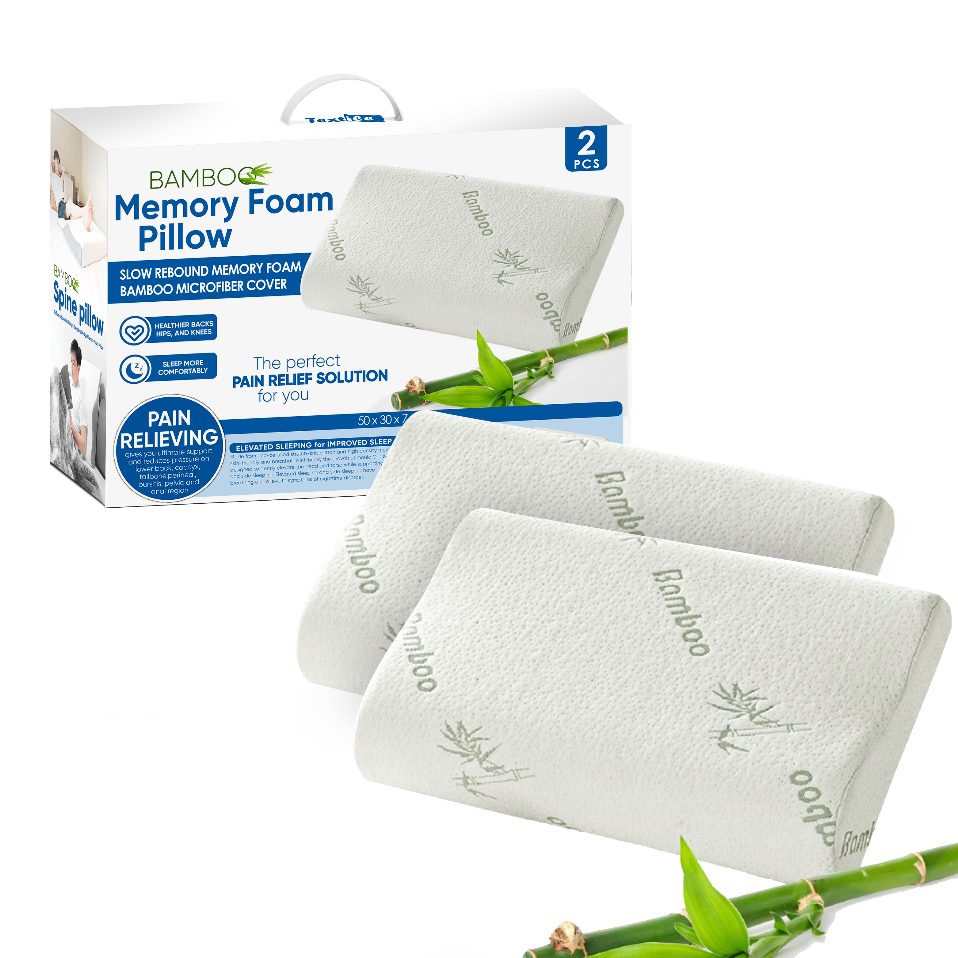 Memory Foam Knee Pillow for Side Sleepers, with Bamboo Cover