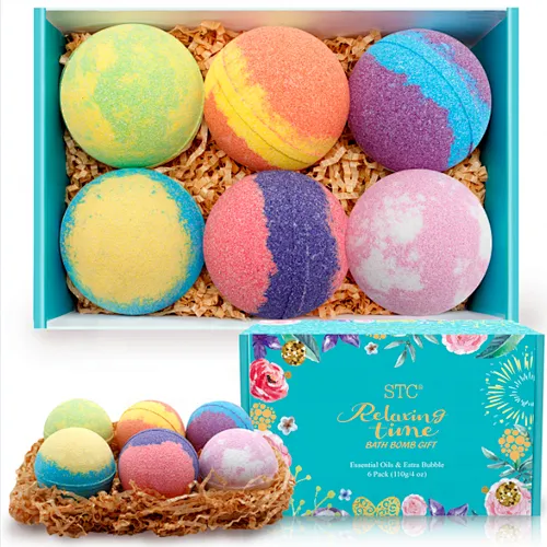 Christmas private label natural handmade rich bubble  spa relaxing  bath fizzer kit colorful  organic 6 bath bomb gift set