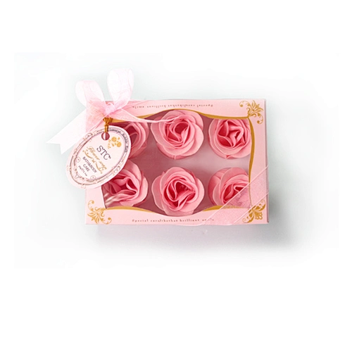 6 pcs romantic pink scented  bath  rose soap flower Mother's Day artificial rose shape soap flower  gift box