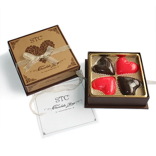 Romantic four chocolate heart shape soap with gift box  custom bath and body care  soap gift set