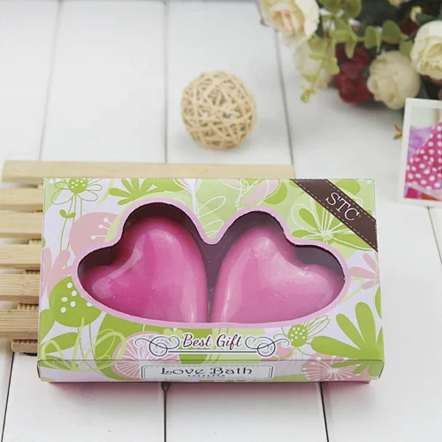 Custom organic gift packaging skin care moisturizing face soap heart shape perfumed soap bar gift sets  for women