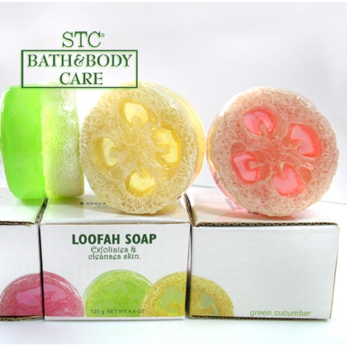 Round shape natural basic cleaning bath soap private label OEM  handmade soft sponge  loofah soap