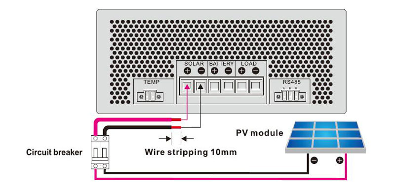 connect PV panel module to MPPT charge controller