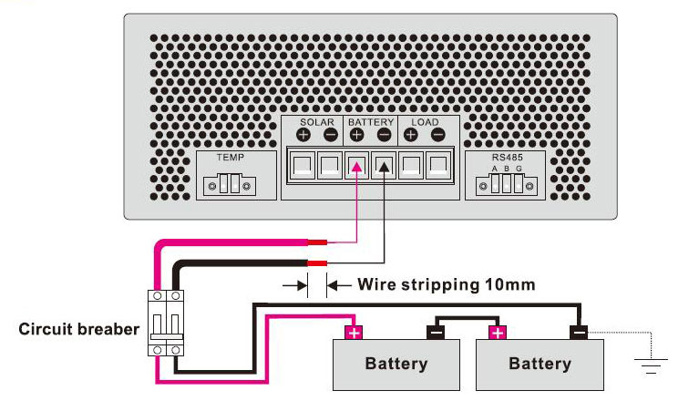 connect batteries to MPPT charge controller