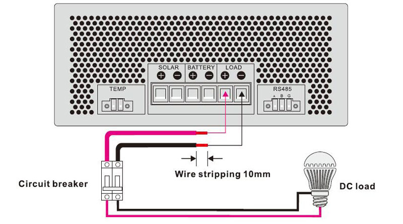 connect DC load to MPPT charge controller