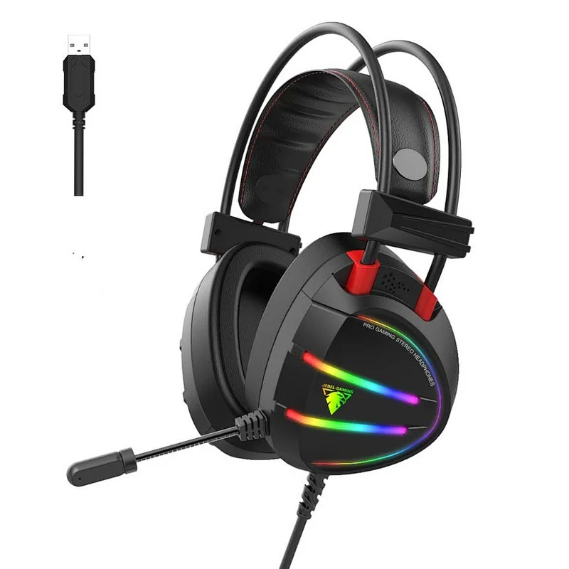 wired RGB lighting gaming headphone