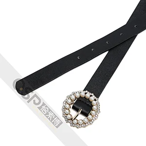 Women's Fashion Belt with Pearl buckle