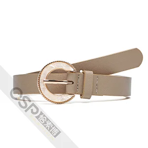 Simple ladies belt with pearls buckle
