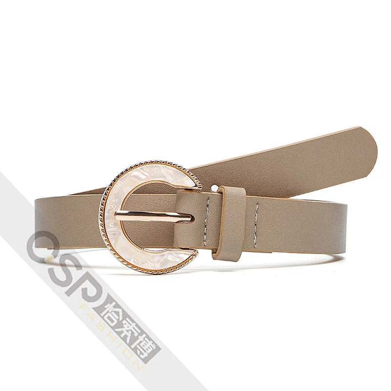 Simple ladies belt with pearls buckle