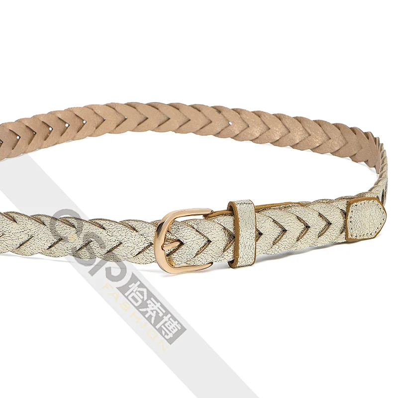 Braided Belt Women Waist Belt gold Buckle Adjustable Waistband For Dress Jeans Pants
