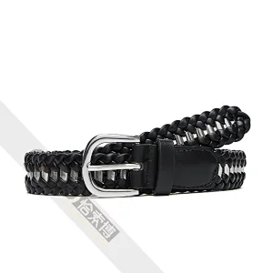 Women belt with metal chain and pu braided belt