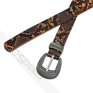 Western Belt Vintage Buckle Carved Metal Retro Cowboy Waist Band PU Leather Strap Formal Casual Fashion belt