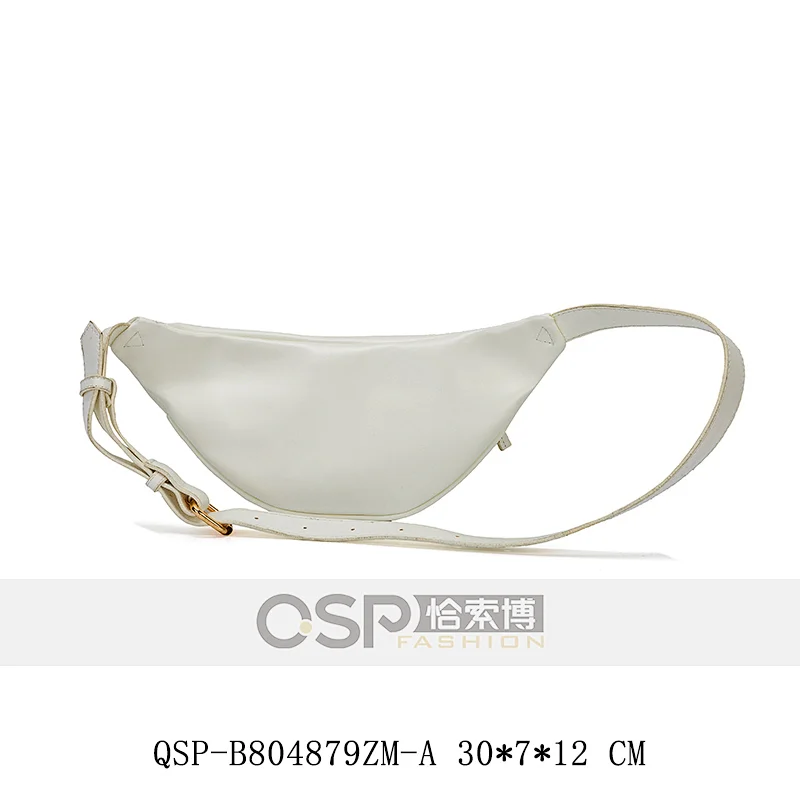 Fancy White Woven Waist Bag for Ladies Fashion Zipper Woman Belt Bag