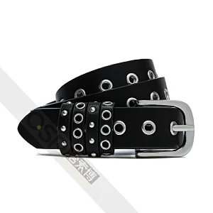 Punk style eyelet ladies belt Alloy Buckle PU belt