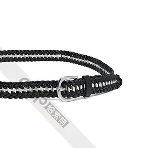 Women belt with metal chain and pu braided belt