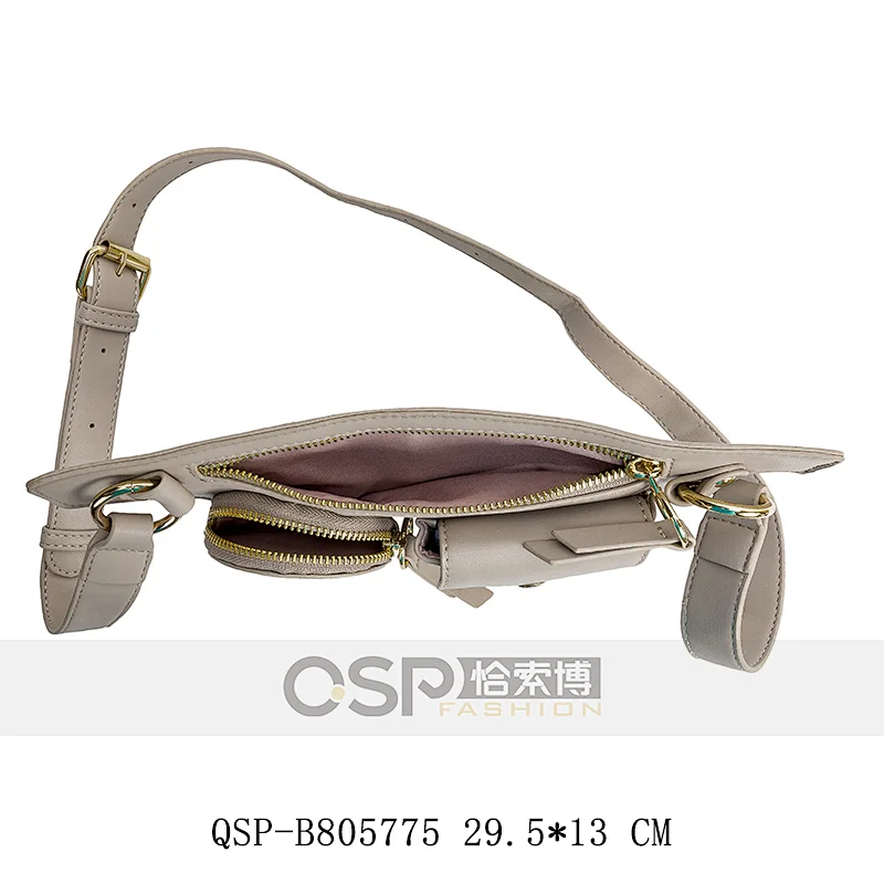 Woman Multi Pocket Combo Waist Bag Metal ZIpper Fancy Belt Bag