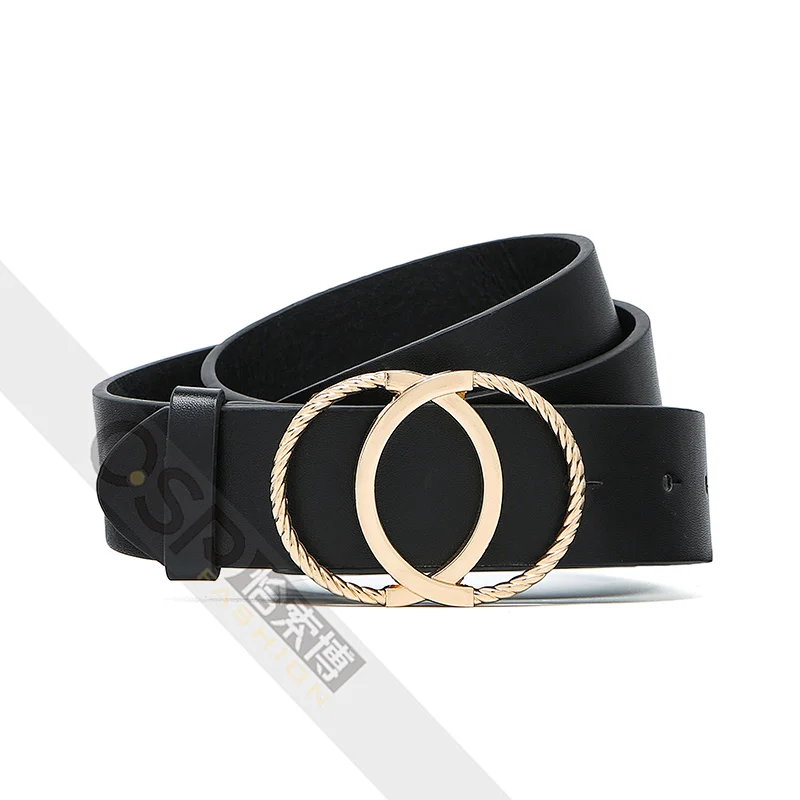 Women Gold Double O Ring Buckle  Waist Belt
