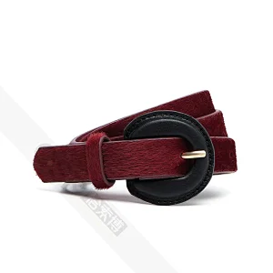 Women's Waist Belt Artificial Horse Hair Belts for Women with covered buckle