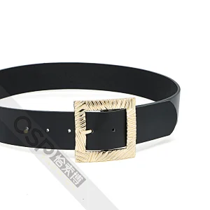 Women big metal square buckle wide waist belt