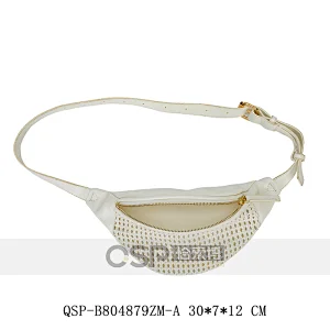Fancy White Woven Waist Bag for Ladies Fashion Zipper Woman Belt Bag