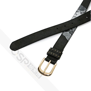 Ladies' jeans belt snake Pu belt,loop with rivet,Snakeskin Print Belt