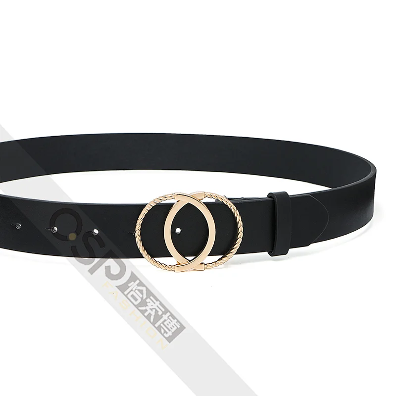 Women Gold Double O Ring Buckle  Waist Belt