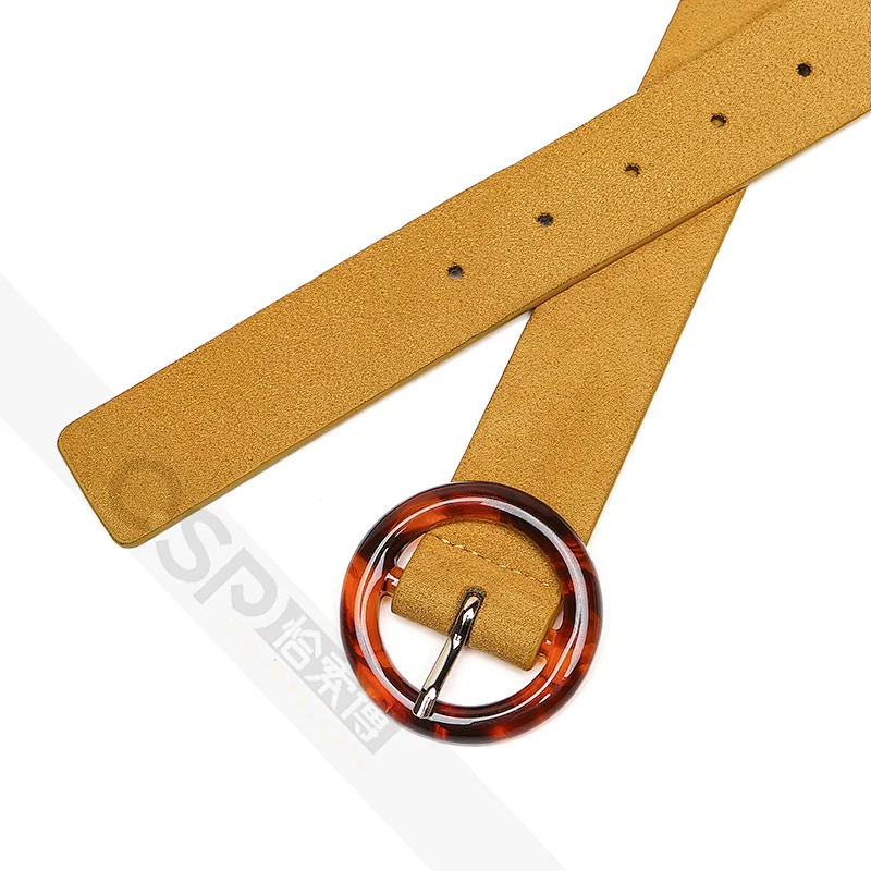 Lady Round Buckle Belt,women's belt with Resin buckle