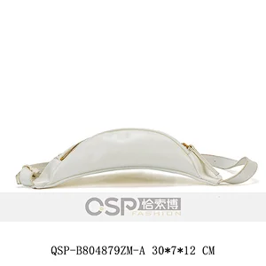 Fancy White Woven Waist Bag for Ladies Fashion Zipper Woman Belt Bag