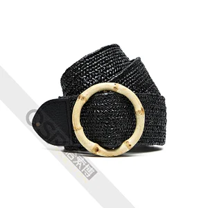 Women knit bamboo buckle belts, No Punching Elasticated Woven Braid Belt