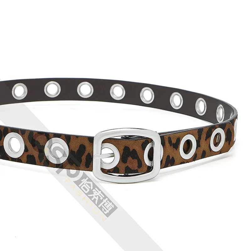 Punk-style  eyelet ladies belt leopard print ladies belt