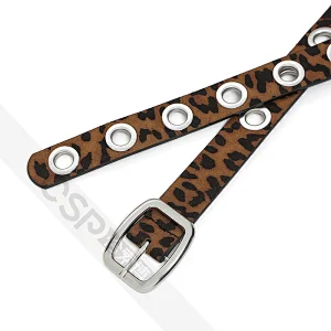 Punk-style  eyelet ladies belt leopard print ladies belt