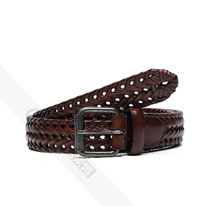 Men's Leather Braided Belt, Cowhide Leather Woven Belt for Jeans