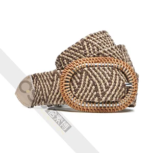Women Dress Belt Rattan buckle Strong PP Straw Knitting Belt