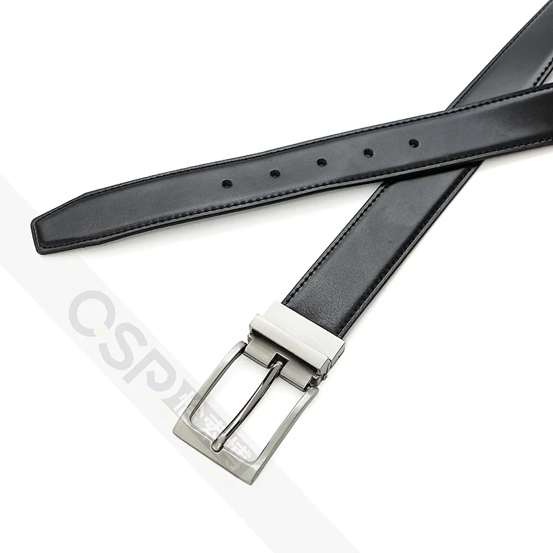 Men pu belt  with stitching on both sides belts and antique silver buckle