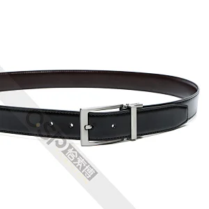 Men pu belt  with stitching on both sides belts and antique silver buckle