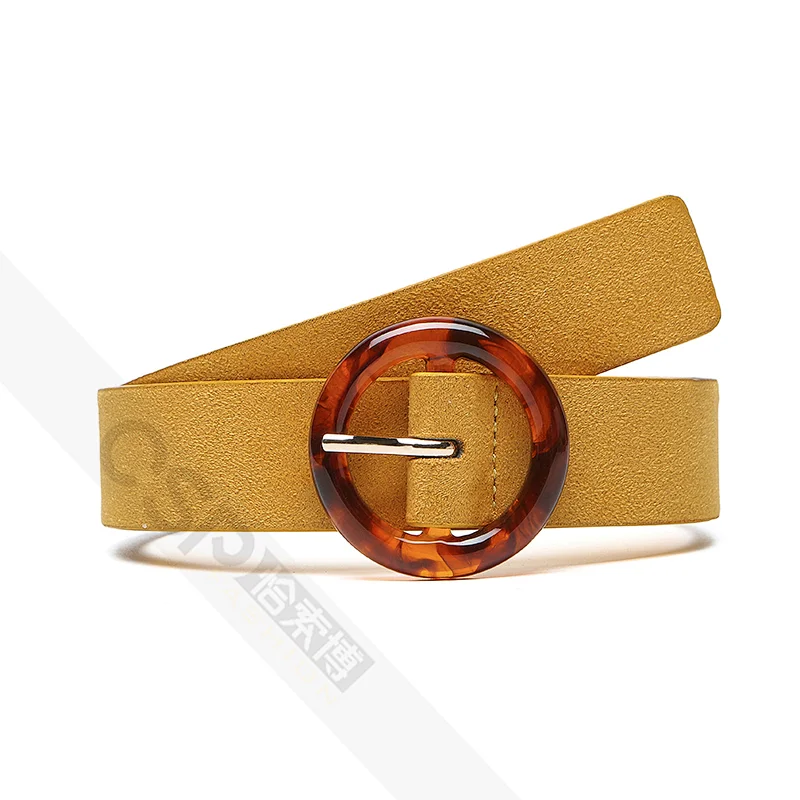 Lady Round Buckle Belt,women's belt with Resin buckle
