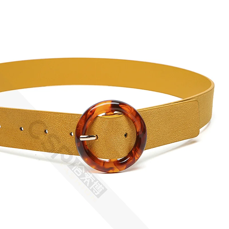 Lady Round Buckle Belt,women's belt with Resin buckle