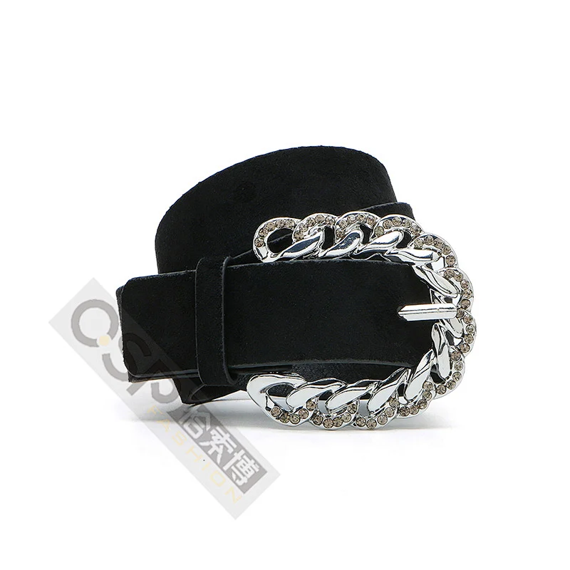 Simple Ladies Belt with rhinestone Twist Buckle