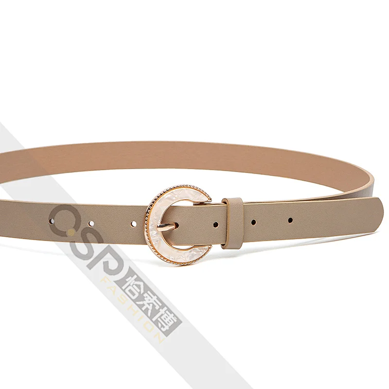 Simple ladies belt with pearls buckle