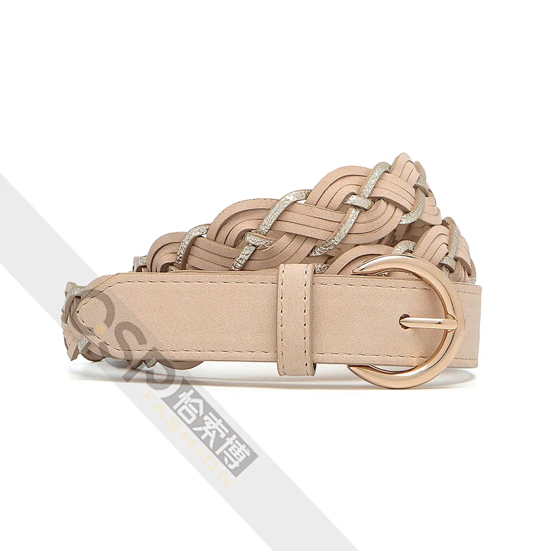 Women Simple Braided PU Strap Waist Belt