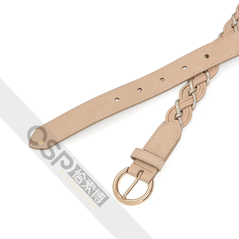 Women Simple Braided PU Strap Waist Belt
