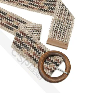 Retro Casual Plaited Round Natural wooden Buckle Waist Belt
