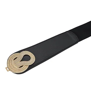 Wide Elastic Vintage Cinch Retro Metal Interlock Buckle Belt