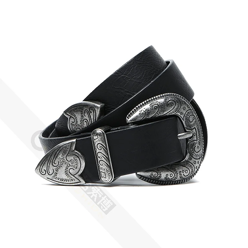 Classic Western Belts for Women Jeans Pants Dress with Silver Buckle, Double buckle high quality