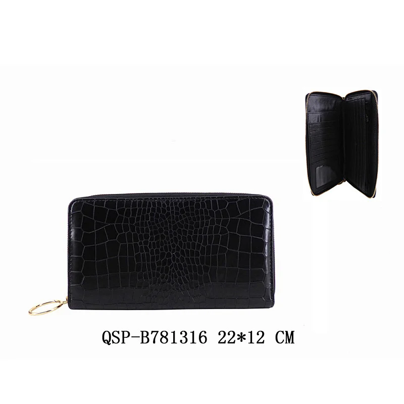 Black PU High Quality Hot Selling Crocodile Croco Card Holder Women Purses Ladies Wallets