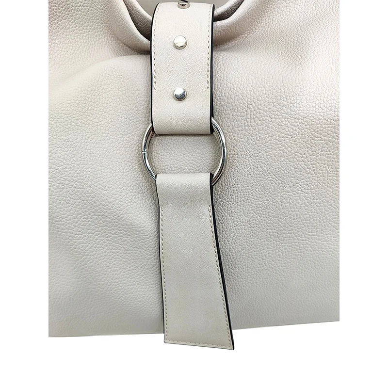Ivory White Good Shape Ladies Hasp Handmade OEM Hobo Bag Tote Bag
