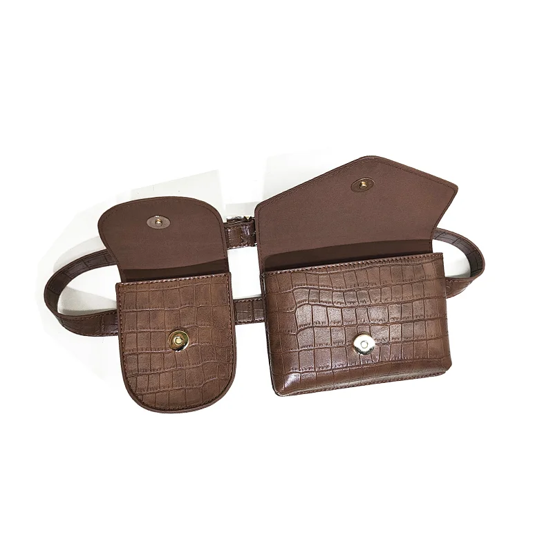 Brown Sn Crocodile Croco Fashion Designer Waist Bag Women Ladies PU Belt Bag