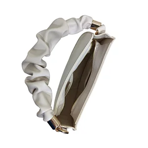 2020 Half Moon PU Ladies Bag White Women Zipper Fashion Trendy Designer Wrinkle handle  Crossbody Hand Bag