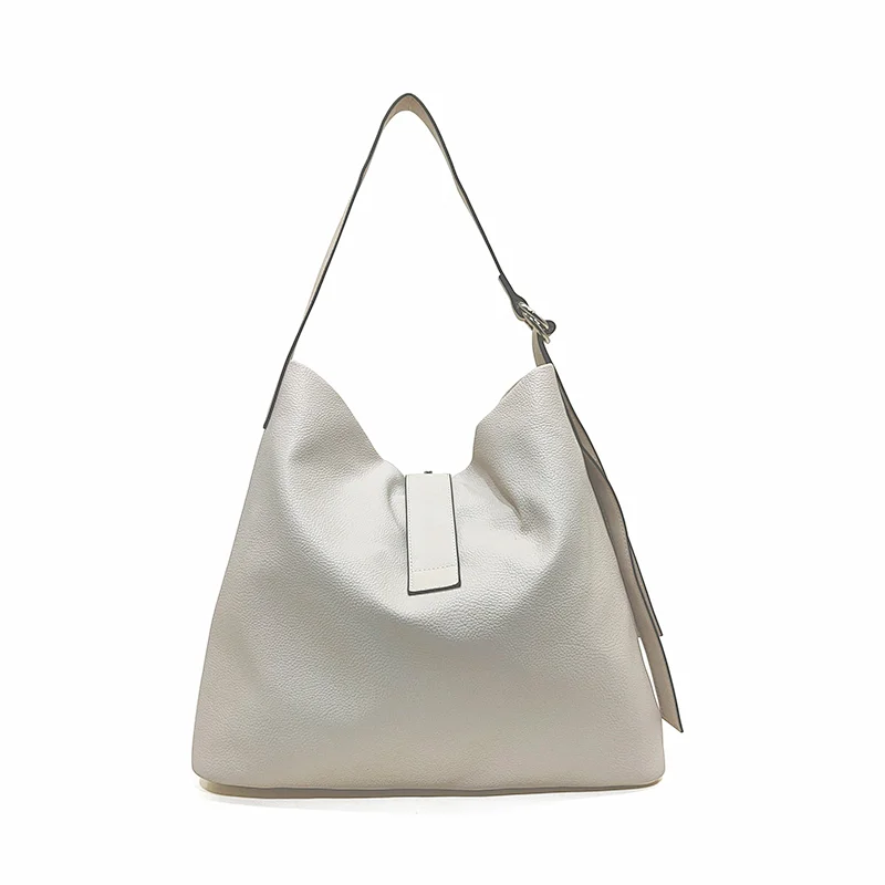 Ivory White Good Shape Ladies Hasp Handmade OEM Hobo Bag Tote Bag