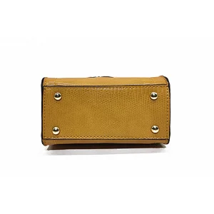 Lizard Yellow Metal handle handbag for lady Elegant Crossbody  Bag